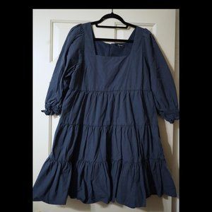 Madewell Poplin Lizzie Babydoll cotton blue Dress size 10